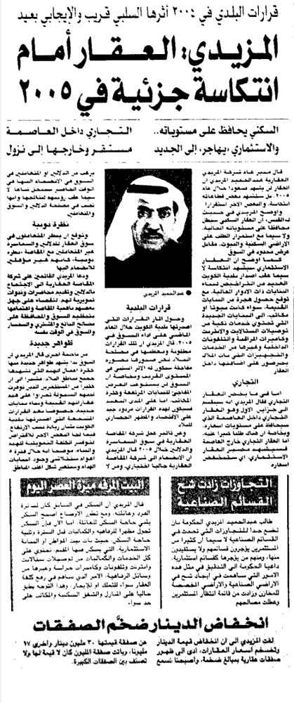 صورة قرارات البلدي في 2004 أثرها السلبي قريب والإيجابي بعيد ..المزيدي: العقار أمام انتكاسة جزئية في 2005