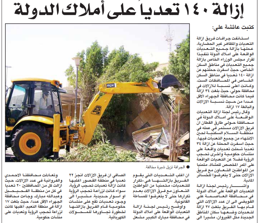 صورة إزالة ١٤٠ تعديا على املاك الدولة