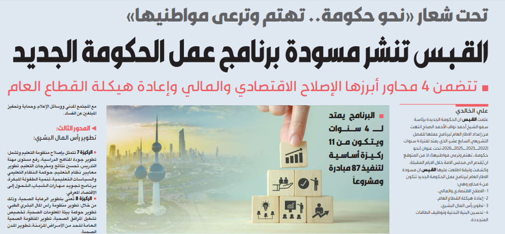 Picture of القبس تنشر مسودة برنامج عمل الحكومة الجديد