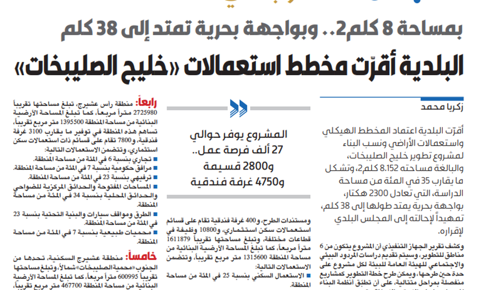 صورة البلدية أقرّت مخطط استعمالات «خليج الصليبخات»