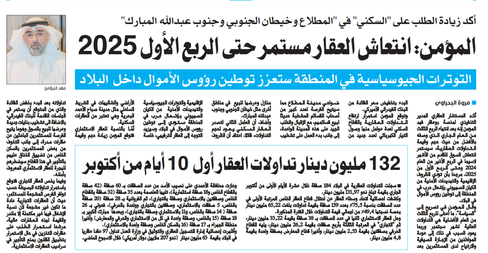 صورة المؤمن: انتعاش العقار مستمر حتى الربع الأول 2025