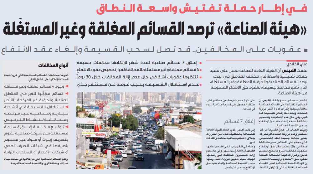 صورة حملة رصد واسعة على القسائم الصناعية المغلقة وغير المستغلة