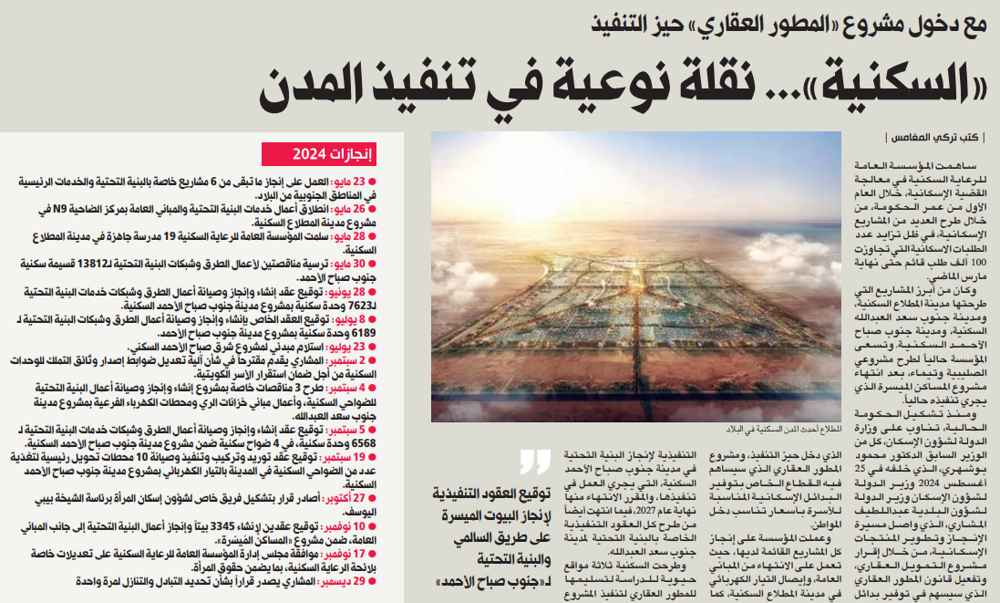 صورة «السكنية»... نقلة نوعية في تنفيذ المدن